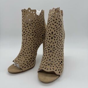 ALDO Caged Brown Ankle Bootie Heels Sz Peep Toe Boho Ankle Boots Size 7.5